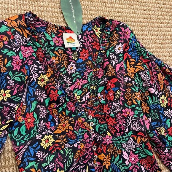 Farm Rio Tropical Garden Lenzing Ecovero Viscose Midi Dress Small like new - Picture 6 of 12